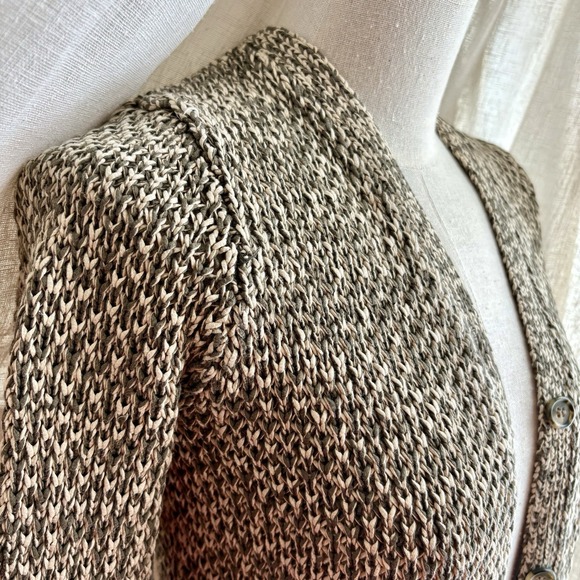 Vintage Jones New York 100% mercerized cotton cardigan sage green & beige - Picture 8 of 10
